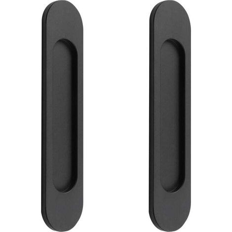 Set di 2 maniglie ovali autoadesive per porte scorrevoli, finestre e armadi (nere). (1/4)