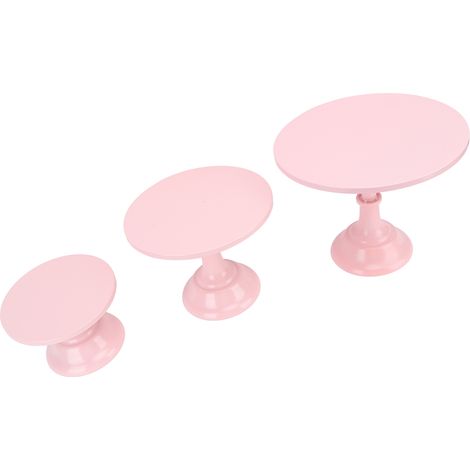 Lot de 3 présentoirs à gâteau en métal, style européen, pour fête de fille, mariage, anniversaire, baby shower, décoration intérieure, rose (1/5)