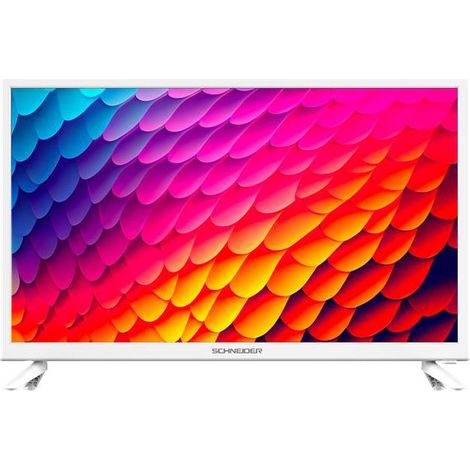 Schneider – Téléviseur LED 60 cm HD – Résolution 1366 x 768 pixels – Rétroéclairage Direct-LED – Dolby intégré – Prise casque – Finition blanche