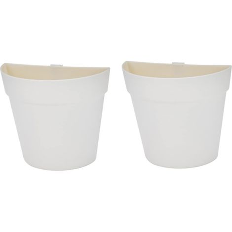 2 Pièces - Jardinière Murale - Pot De Fleurs Suspendu - Décoration Intérieure Et Extérieure - Plastique Résistant - Beige - 16,3x8x14,7 Cm