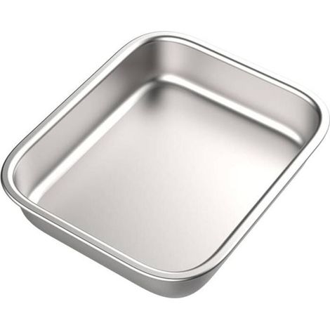 Baking tray, baking sheet, cake tin, serving dish, 20 x 27 cm - durable stainless steel - multifunctional - dishwasher safe - silver (1/2)