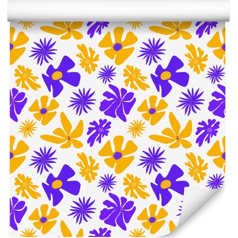Carta da parati con fiori color lavanda e oro per soggiorno e camera da letto, 50x1000 cm (1/5)