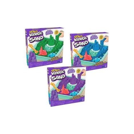 ARENA MOLDEABLE KINETIC SAND MORADO, AZUL O VERDE 26,9X28,3X6,35CM - MODELOS SURTIDOS