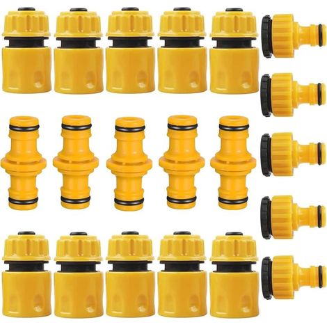 Packung mit 20 Gartenschlaucharmaturen, Schlaucharmaturen-Reparaturset, inklusive 10 Schnellkupplungs-Endstücken, 5 Doppel-Außengewinde-Anschlüssen, 14 cm und 1,27 2-in-1 Außenwasserhahn-Teilen. (1/5)
