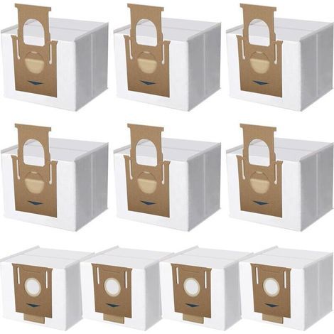 Lot de 10 sacs pour aspirateur compatibles avec les modèles Ecovacs Deebot N8+, N8 Pro+, Ozmo T8, T8 AIVI, T8+, T8 AIVI+, T8 MAX, T9+, DX93, DDX96 et Yeedi Vac Station. (1/4)