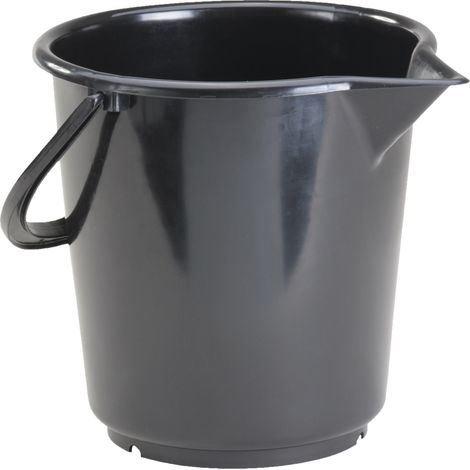 Secchio in HD-polietilene nero da 17,0 litri con maniglia in plastica, diametro 330 mm, altezza 315 mm