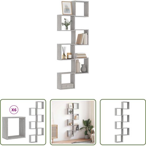 Rangement mur - Étagères cube murales 6 pcs sonoma gris 30x15x30 cm (1/5)