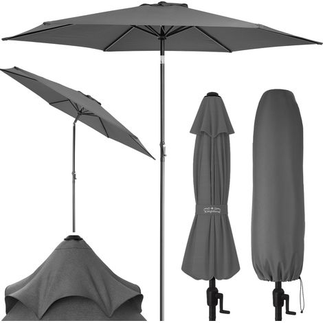 KINGSLEEVE® Parasol inclinable Ø 300cm Parasol en aluminium avec manivelle Protection UV50+ Pare-soleil jardin terrasse extérieur  Anthracite