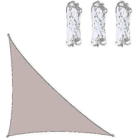 Voile d'ombrage triangulaire imperméable 3x3x4,3 m / 4x4x5,7 m / 5x5x7,1 m pour jardin, terrasse, auvent extérieur, abri de piscine, camping, parasol et pare-soleil. Couleur : kaki.