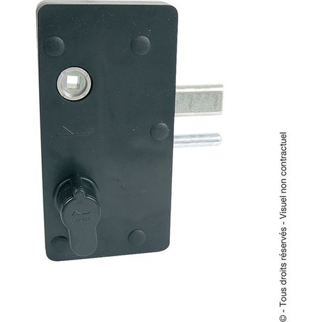 Afbat – Serrure de portail avec pêne antisoulèvement – Pour aluminium et PVC – Réversible droite/gauche – Cylindre non inclus