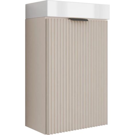Mobile da bagno con frontale scanalato 40 cm con lavabo, cashmere, con maniglia nera, 40,5 × 22,5 × 57 cm, 40,5 × 22,5 × 57 cm (1/5)