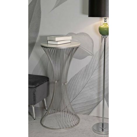 mesa de centro\ da salotto Sitnica, Tavolo basso da caffè, Portariviste per divano, Ripiano da soggiorno, Argento, 50x50 h100 cm (1/5)