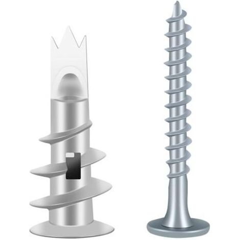 100PCS Vis et Chevilles Métal, Cheville pour Plaques de Plâtre, Chevilles Auto Foreuses, Cheville Placo avec Vis, Cheville Carreau de Platre, pour Les Fixations de Plaques de Plâtre DIY (1/5)