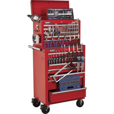 Sealey APCOMBOBBTK57 Superline PRO® Topchest & Rollcab Combination 15 Drawer with 148pc Tool Kit - Red