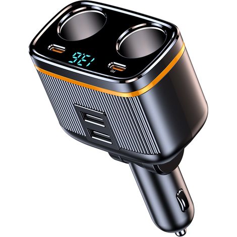 145W Car Charger – High Power Charging Adapter 2 Socket Power Splitter 12-24V with PD45W USB C 2 USB Ports – LED Voltage Display for Car Truck SUV (1/5)