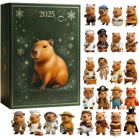 Fan De Capybara Pour L'Avent De Noël - Décoration 2D en Acrylique Mignon 24 Jours - Calendrier De L'Avent Des Fêtes Capybara,pour Maison Arbre de Noël Voiture Rétroviseur Mur Fenêtre Adultes (1/5)