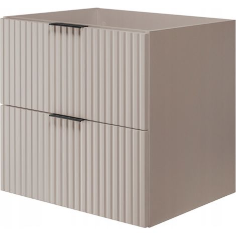 Hängende Waschtischunterschrank - 60 cm - Kaschmirfarbe - Modernes Design - Soft Close Schubladen