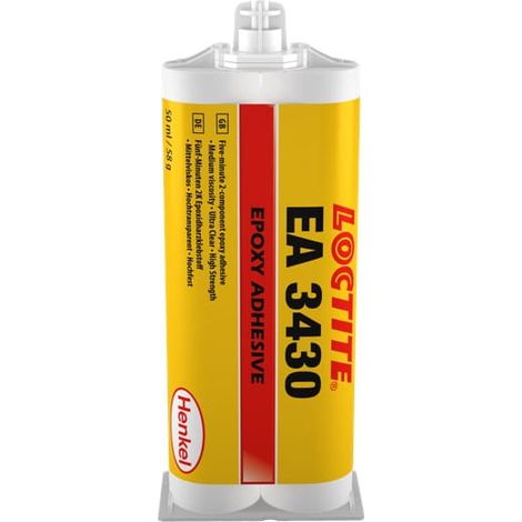 Loctite EA 3430 50 ml 1:1 Zweikomponenten-Epoxidklebstoff, 5 Minuten aushärtend, universell, transparent, wasserfest, mittlere Viskosität, für Glas, Dekorplatten und Vitrinen (1/3)