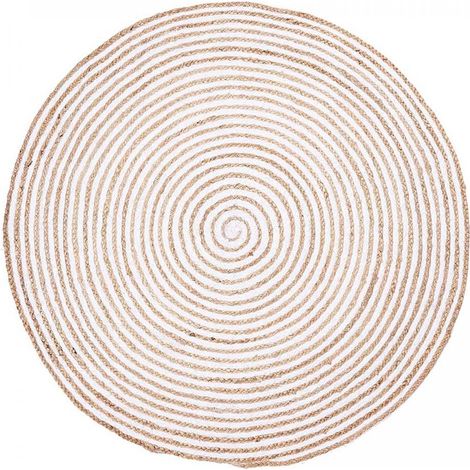 Tapis rond fait à la main Ø60cm blanc en jute motif simple pour entrée SPIRALTRY