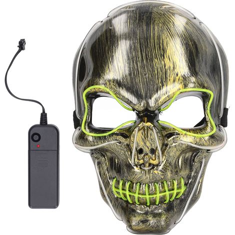 Masque LED Effrayant Crâne Lumineux Halloween Bleu Glace Vert Fluorescent (1/5)