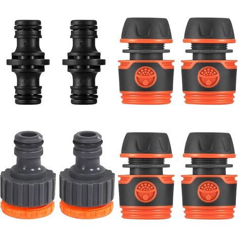 8 Pièces Raccord Raccord Tuyau Arrosage 13mm (1/2"), Embout tuyau Arrosage, Connecteur Tuyau Arrosage, Prévention des Fuites Raccord Rapide, Prévention des Fuites, Irrigation et Rallonge de Tuyau (1/5)