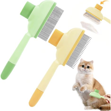 2 Pièces Brosse Pour Chats Chien, Brosse Attrape Poils Pour Chat, Pet Hair Brush for Cats, Peigne Chat Poil Long, Peigne Pour Chats, Avec Bouton, Pour un Nettoyage Rapide des Poils Errants (1/5)