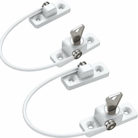 Sécurité Fenêtre Enfant,2pcs Protection Fenetre Enfant en Alliage de Zinc Bloque Fenetre Securite Enfant PVC avec Vis et Clés, parfaits pour Portes Fenêtres-Blanc (1/5)