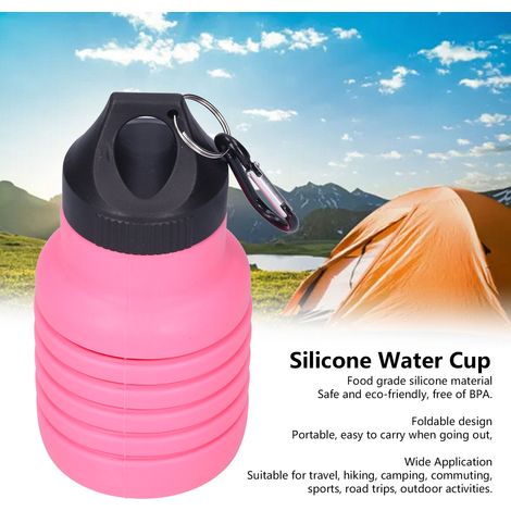 Gourde pliable en silicone de 500 ml avec bouchon en plastique, idéale pour les voyages. (1/5)