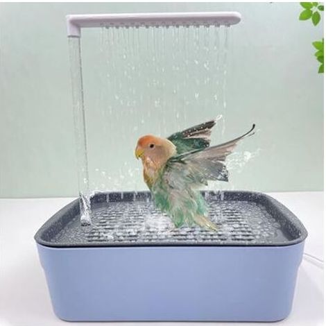 Baignoire automatique pour oiseaux avec système de circulation - Douche montée en cage pour perruches, calopsittes et petits oiseaux - Jouet de bain autonettoyant (1/5)