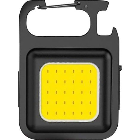 Wiederaufladbare Schlüsselanhänger-Taschenlampe, helles COB-Arbeitslicht, Magnetclip, Flaschenöffner, ideal für den täglichen Gebrauch, Notfälle beim Gassigehen oder Reparieren, 4 Stück, Schwarz (1/3)