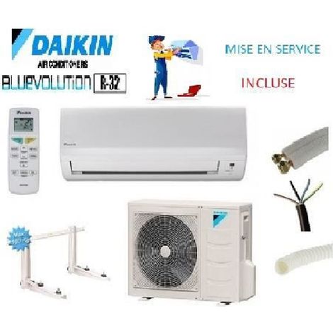 Daikin – Climatiseur réversible 2000W R32 – Kit de pose 10 mètres inclus – Support mural – Mise en service par technicien – Garantie 3 ans pièces - FTXF20B