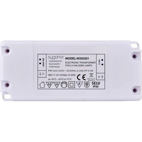 Sygonix SY-6313016 Trasformatori per lampade alogene 11.5 V/AC 10 - 60 W (1/5)