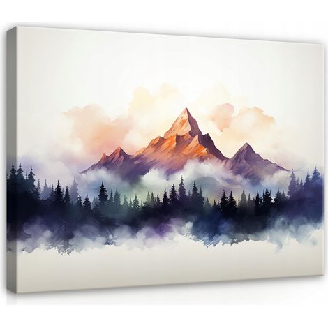 Peinture montagnes abstraite nature sur toile Murale pour chambre salon 60x40 (1/3)