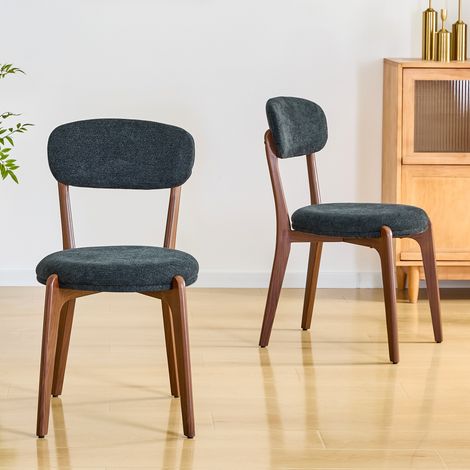 Set di 2 sedie da pranzo, realizzate in tessuto di lino, comode e con cuscino di seduta, in stile moderno medievale, ideali per sale da pranzo e cucine. (1/5)