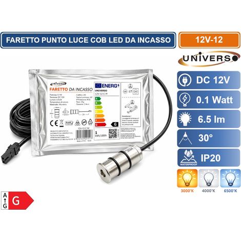 UNIVERSO 12V-12 MINI FARETTO SPOT LIGHT IN ALLUMINIO DA INCASSO 0.1W DC 12V DA IUNTERNO IP20 BIANCO NATURALE 4000K (1/5)
