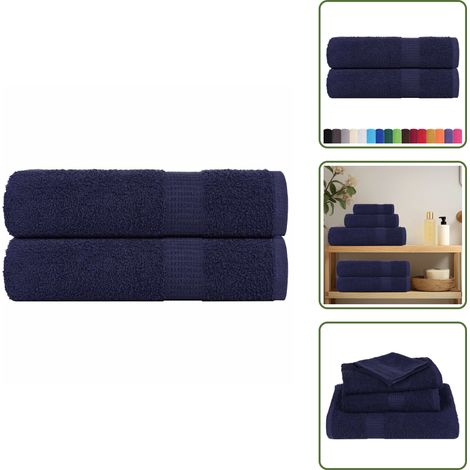Asciugamani per casa - vidaXL Asciugamani da doccia FROGN 2 pz Blu navy 70x140 cm 360 g/m² - Asciugamani per uso domestico