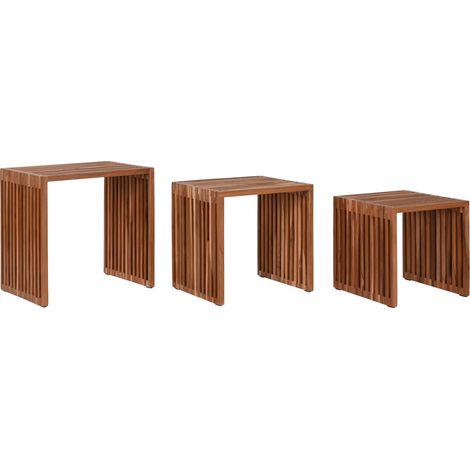 Mesita Auxiliar Set 3 Teca 40X40X40 Natural (1/5)