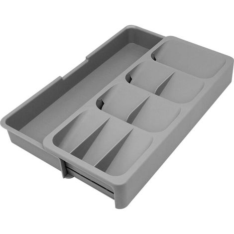 Plateau de rangement pour tiroir de cuisine, plateau à couverts, rangement compact en plastique pour cuillères (1/5)