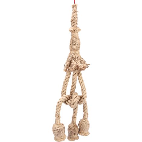 Ortviai Suspension Plafonnier Rétro en Corde de Chanvre 1,5 m – 3 Têtes E27, Jaune Terre, Design Vintage et Écologique