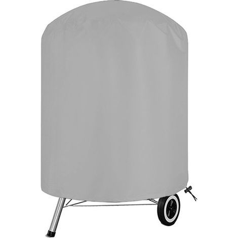 Funda redonda impermeable para barbacoa AIDUCHO de tejido Oxford 210d, resistente a los rayos UV, con correa lateral cortavientos, color plata, 58 x 77 cm. (1/4)