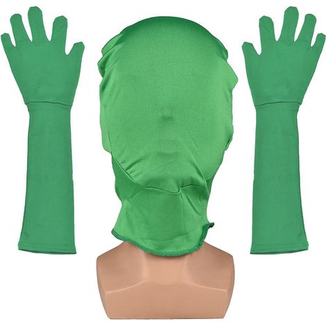 Masque vert à fond vert, gants chromakey, gants à capuche chromakey, effets invisibles, chroma keying vert G-vert