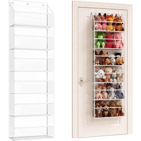 Organiseur suspendu de porte à 6 étages - Rangement pour peluches - Rangement à suspendre au-dessus de la porte pour peluches - Organiseur de salle de bain et rangement - Organisateur suspendu pour (1/5)