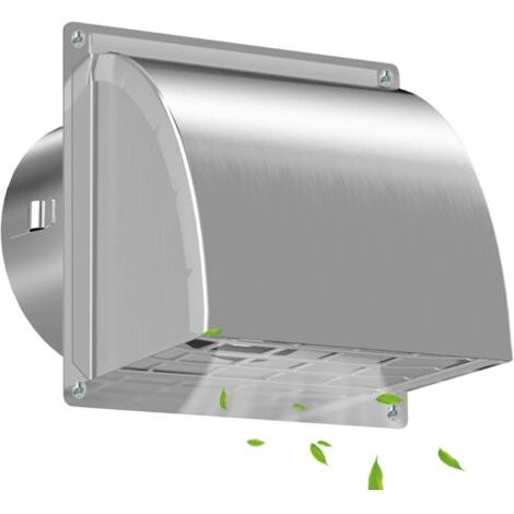 Grille Aeration 100mm Acier Inoxydable, Trappe anti-reflux intégrée, Grille Reglable amovible, pour séchoirs, cuisines, systèmes de ventilation, Ø 10 cm (15,5 15,5 cm), Argent (1/5)
