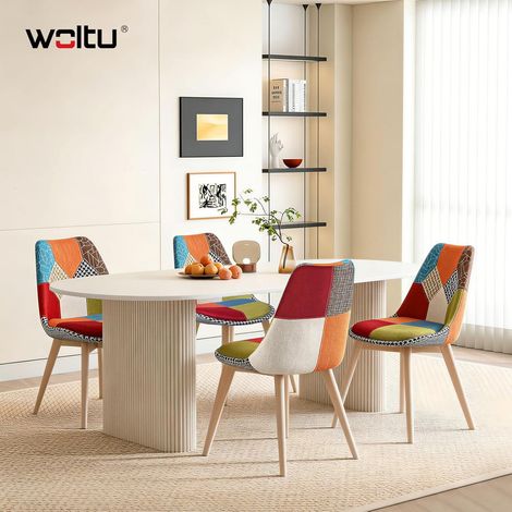 WOLTU Juego de 4 sillas- Silla escandinava - Patas de madera multicolor