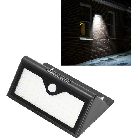 Applique murale solaire à 46 LED, corps trigonal, capteur infrarouge, étanche, lumineuse et durable, idéale pour les murs et les jardins. (1/5)