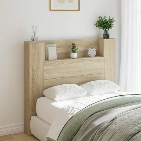 Kopfteil-Schrank mit LED mit Regal Sonoma 120 x 16,5 x 103,5 cm