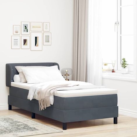 Boxspringbett mit Kopfteil Dunkelgrau 90 x 190 cm Samt