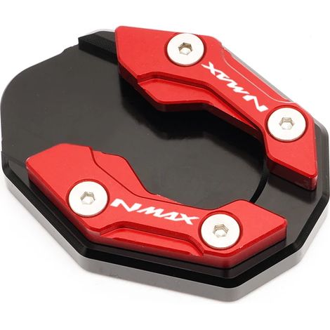 (Rouge) Plaque d'extension de béquille latérale compatible avec YAMAHA NMAX 125 2015-2020 et N-MAX 155 2017-2022. Rehausse de béquille pour moto NMAX155 maxpower (1/4)
