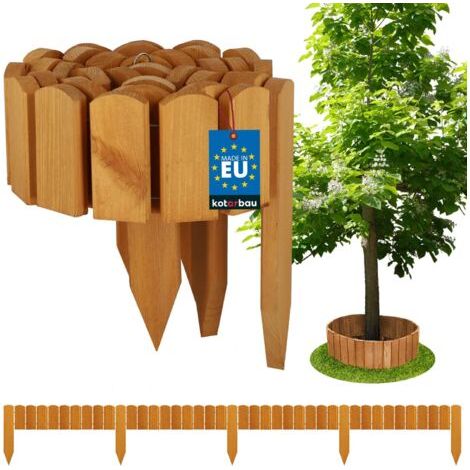 Bordure Jardin Exterieur Bois - 200 x 10 cm - Cloture Bois Jardin - Chêne - Palissade Flexible - Décoration Jardin-NANOTEH (1/5)