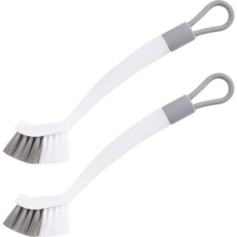 Brosse Nettoyage Salle de Bain,Brosse de Nettoyage Cuisine,2 Brosses,Blanc Gris,Outil d'élimination des Taches intégré,pour Cuisine,Salle de Bains (1/4)